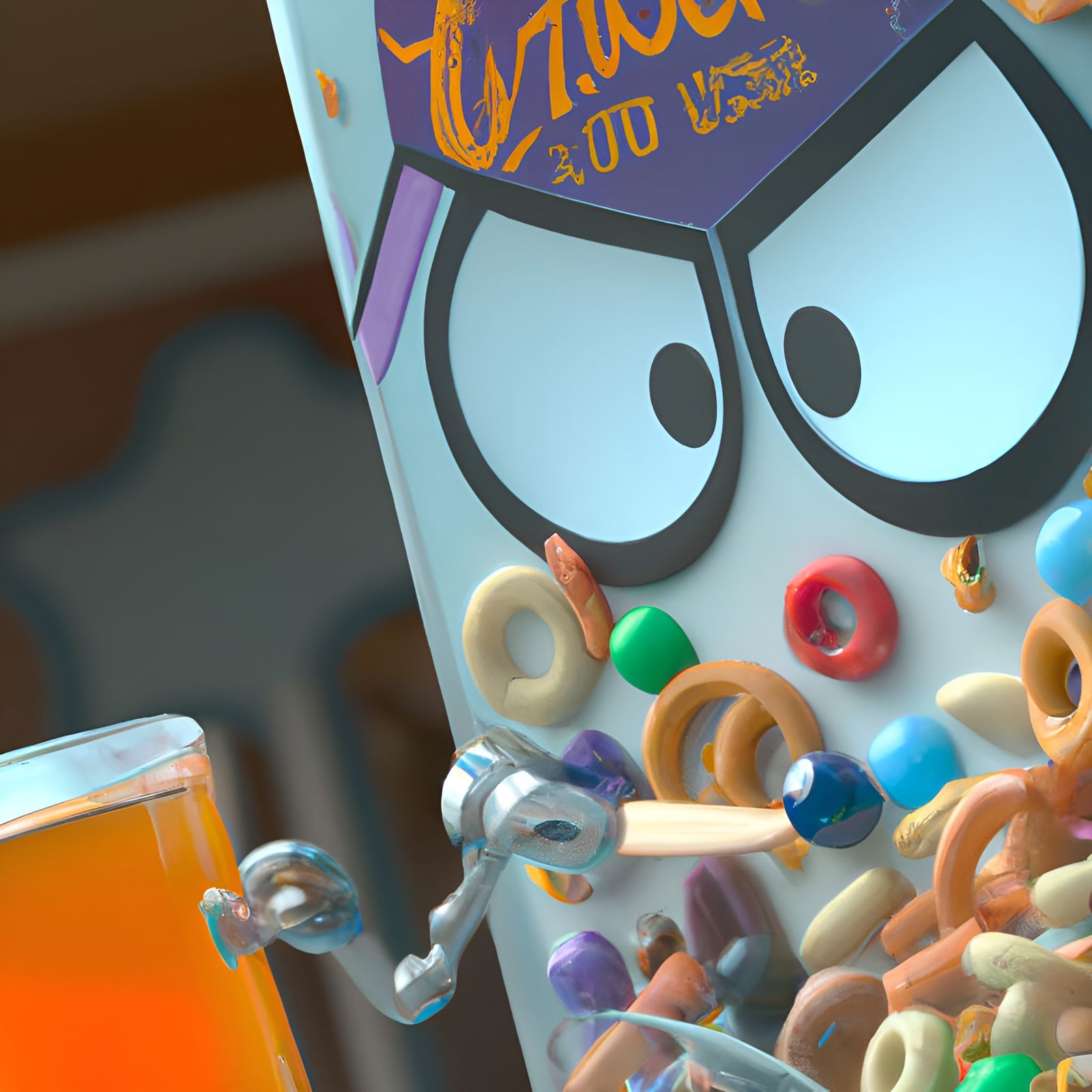 Evil Cereal Box in Detailed 3D Rendering