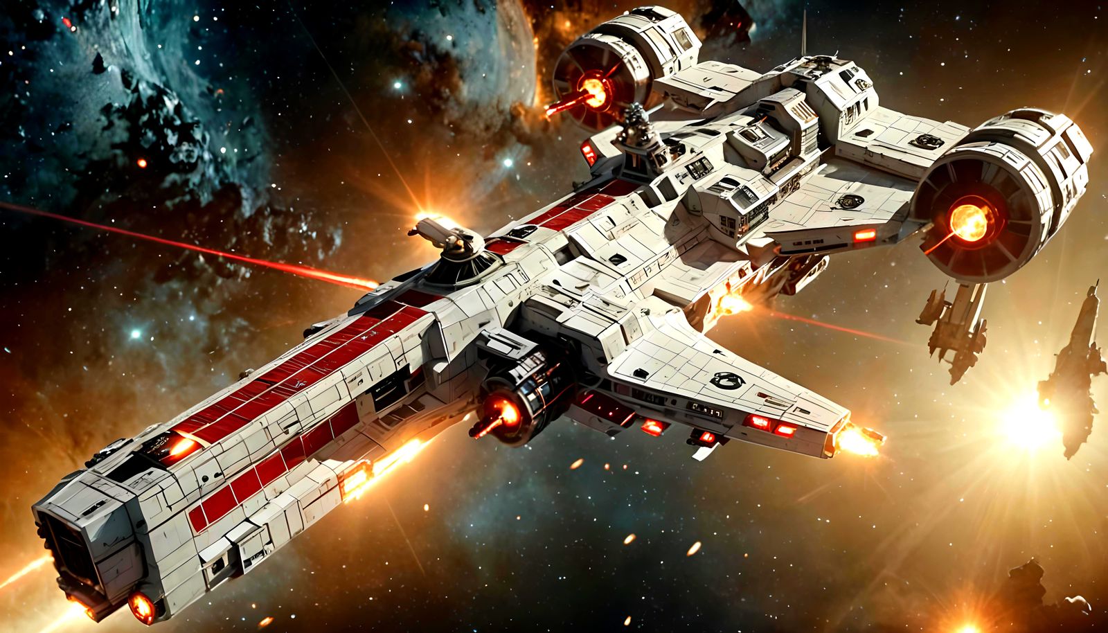 Worn Star Wars Cruiser in Deep Space