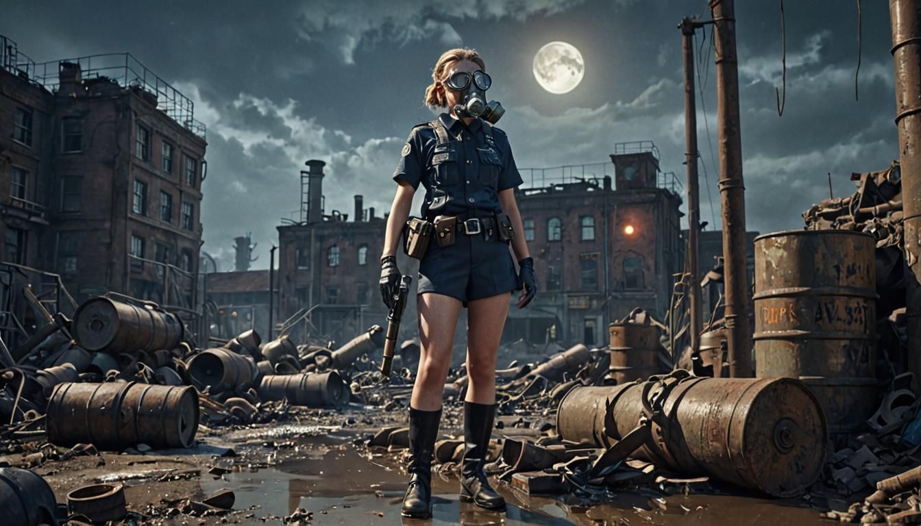 Grimdark 1940s Police Station in Ruined Wasteland