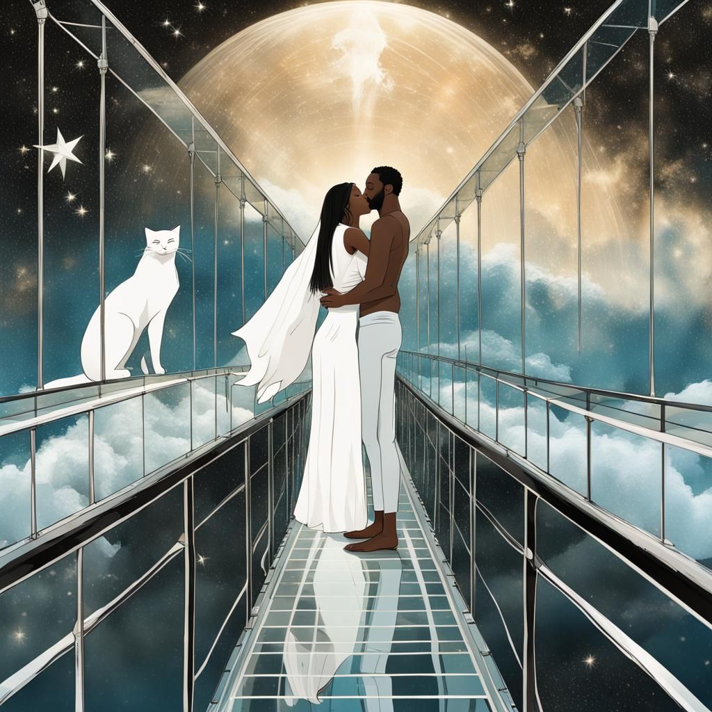 Kiss on a Glass Bridge with Zodiac Signs