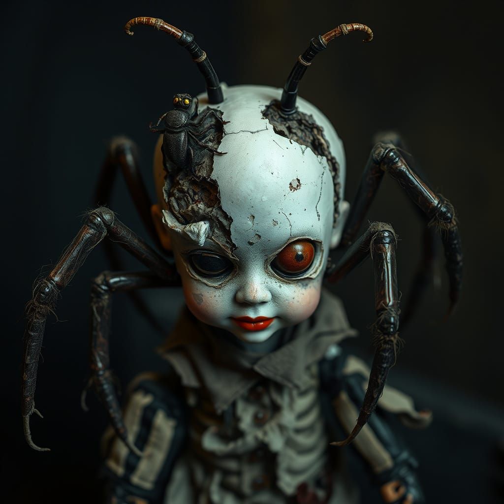 Mysterious, Haunted Toy Doll with Merged Creature Parts