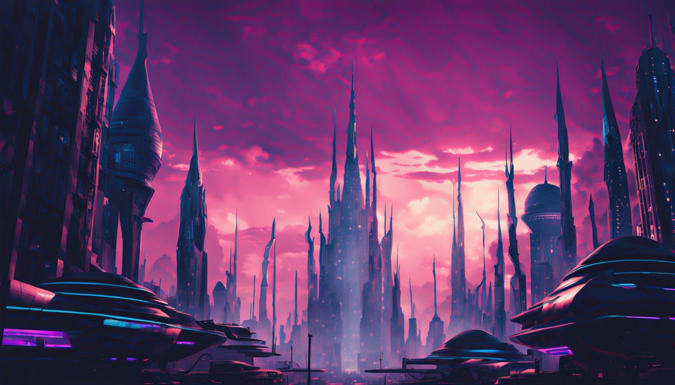 Cyberpunk City of Majestic Spires