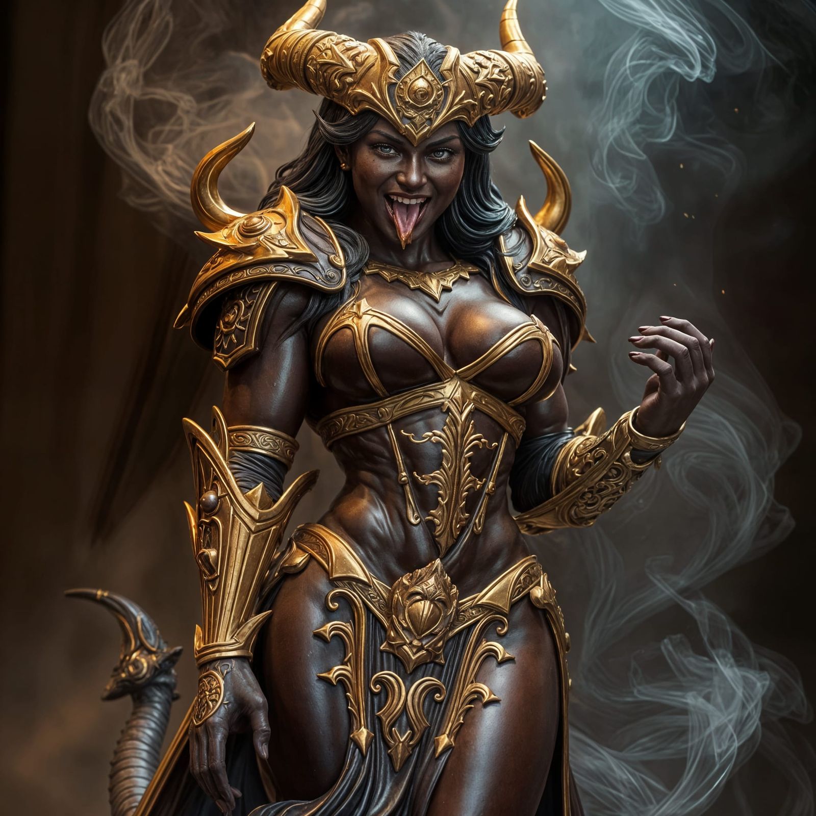 Chocolate Demon Statue with Alluring Smile