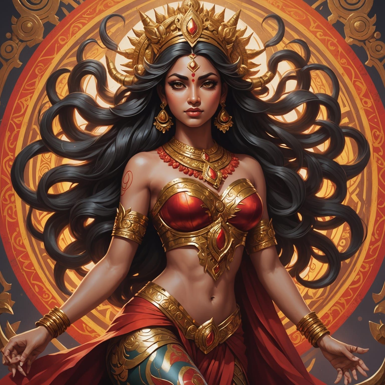 Goddess Durga: Stunning Anime-Inspired Digital Art