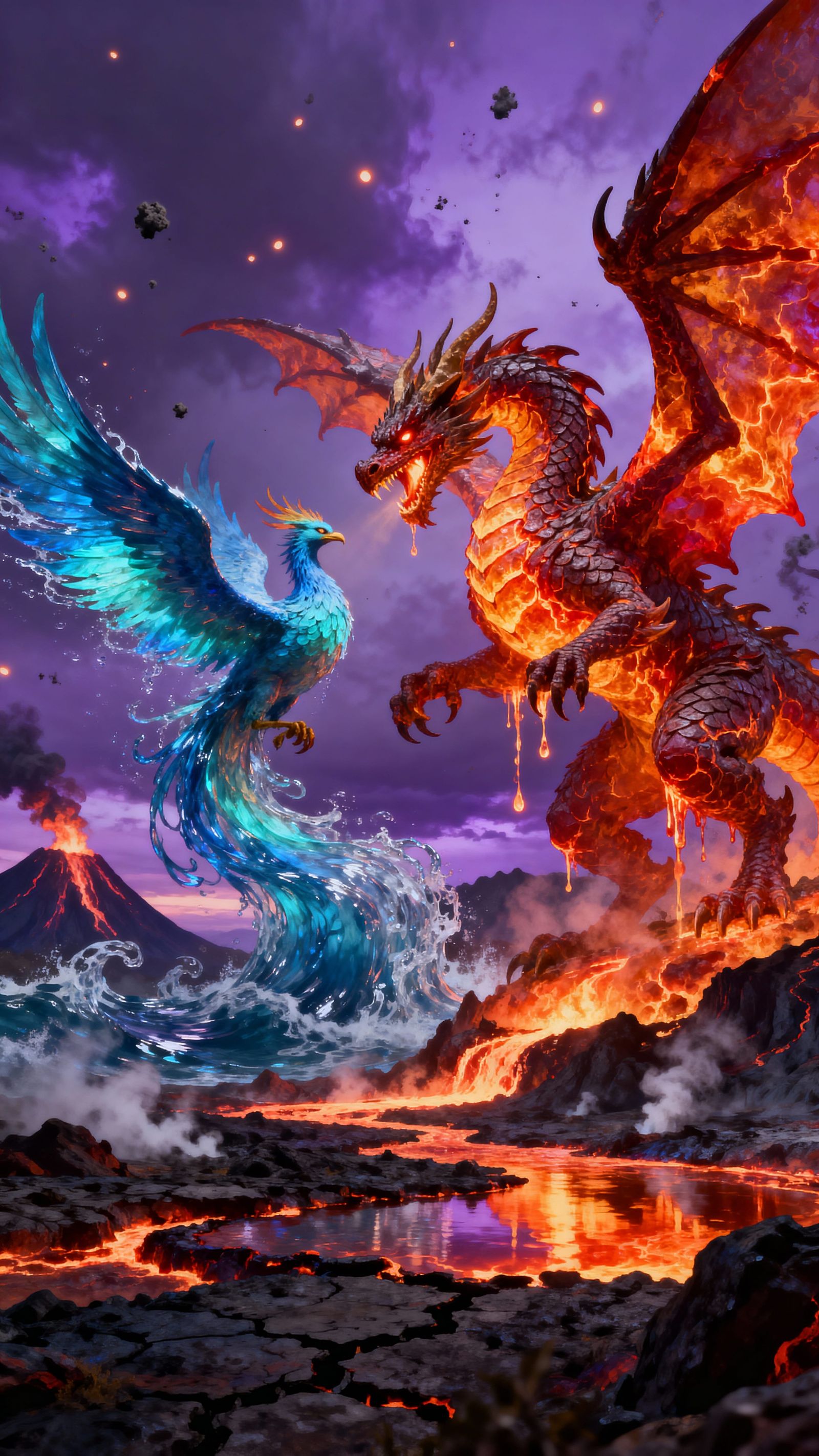 Dragon of Lava vs. Phoenix of Water: Epic Clash