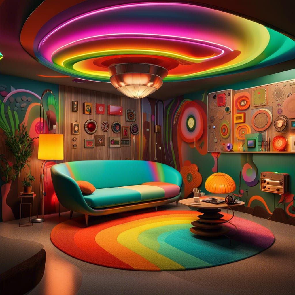 AI-Integrated Mid-Century Bunker with Retro Aesthetics