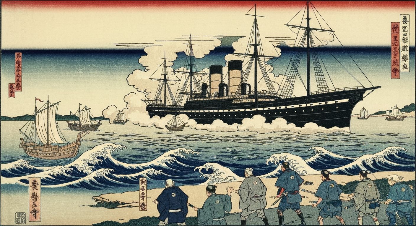 Black Ship's Arrival in Edo Bay, 1853