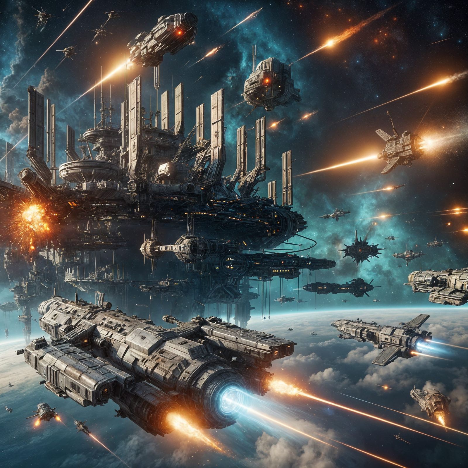 Epic Space Battle: Pirates Assault Futuristic Station