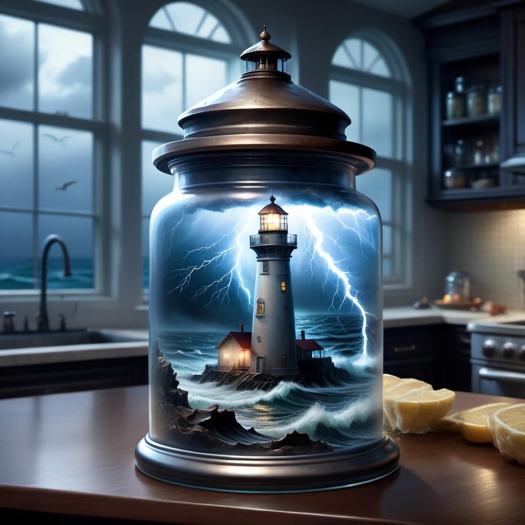 Lighthouse in a Jar: Artgerm and Rutkowski Style