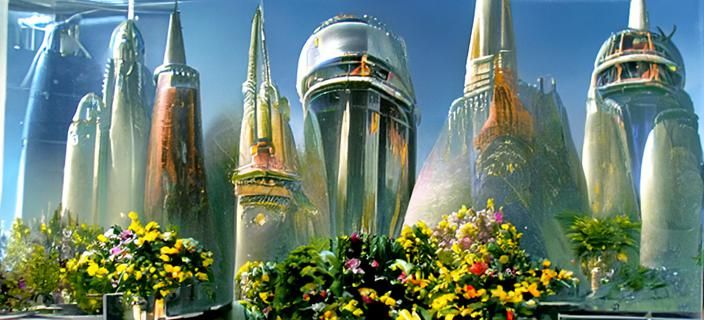 Futuristic Glass Towers in a Science Fiction Landscape