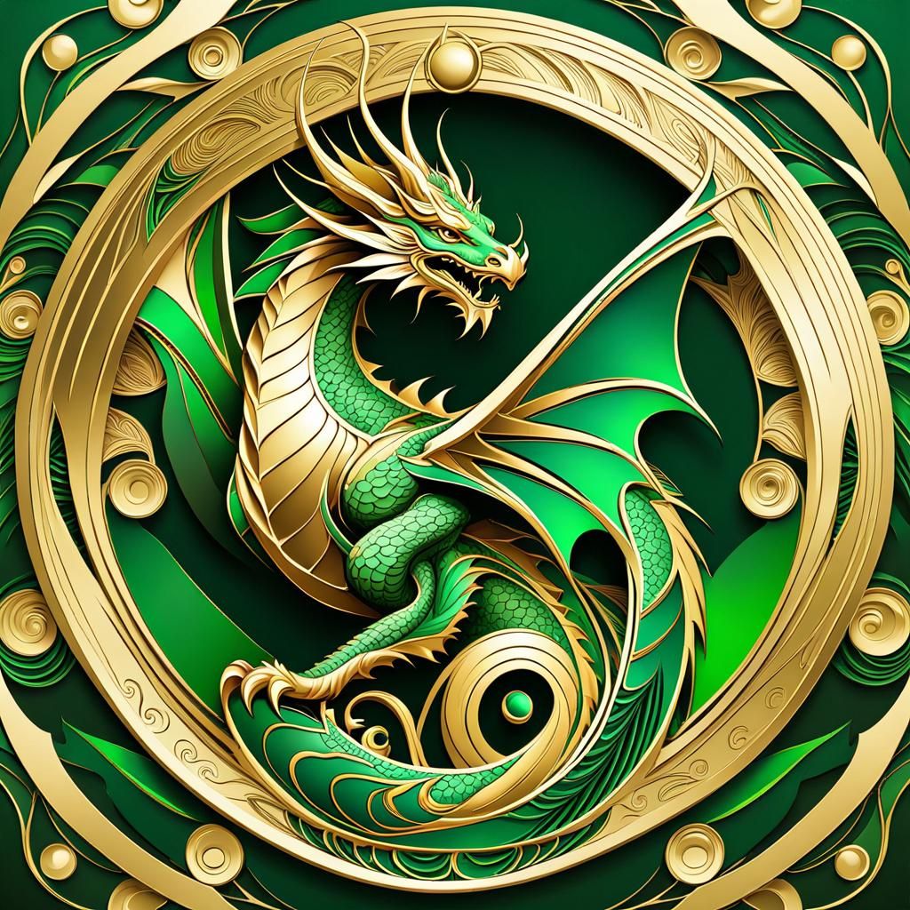 Art Deco Dragon in Abstract Style