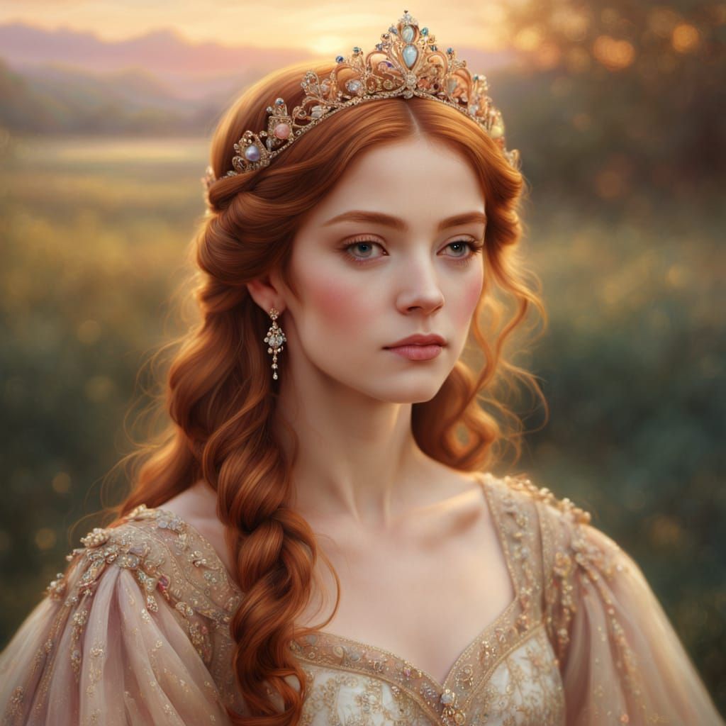 Classic Princess Portrait in Oil Painting Style