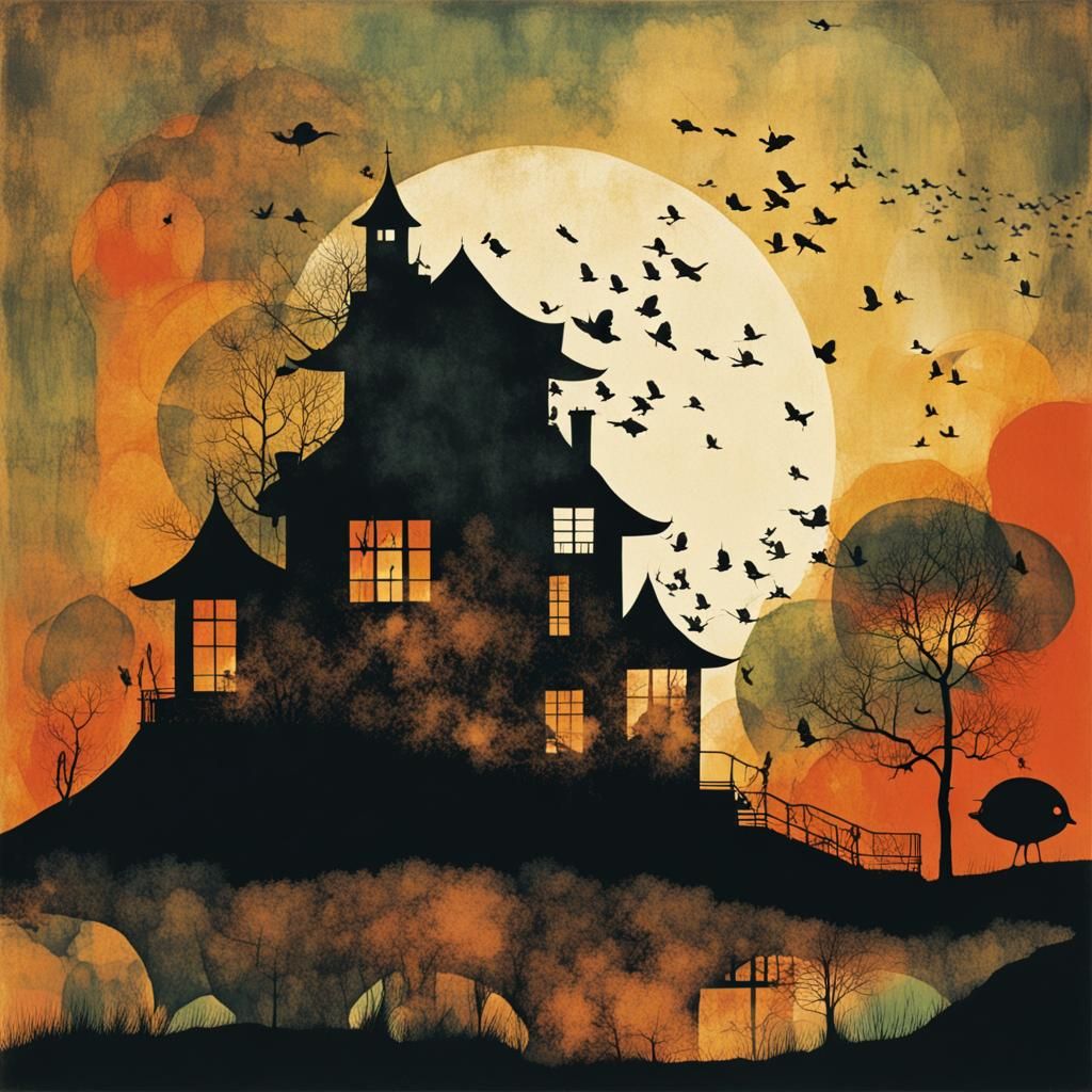 Abstract Expressionist Collage in Modernist Style