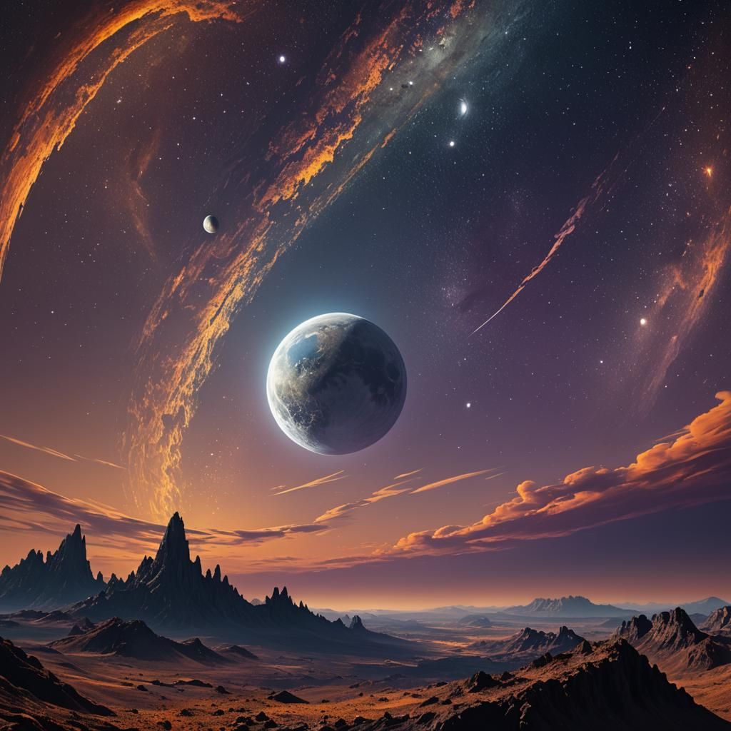 Earth and Moon in Orbit with Spectral Light