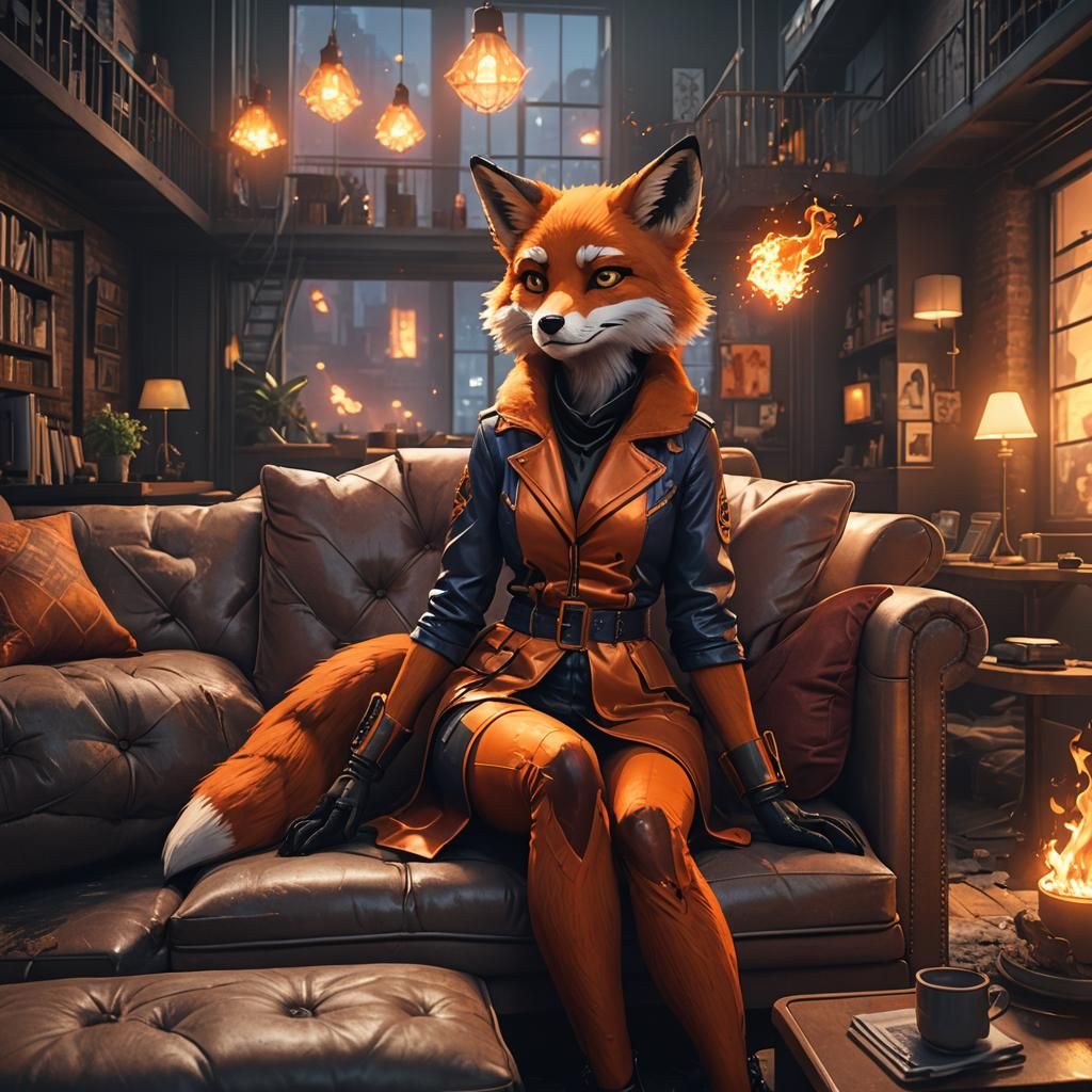 Pyro Fox Girl in New York Apartment