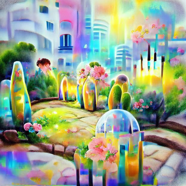 Serene Pastel Garden in Bloom