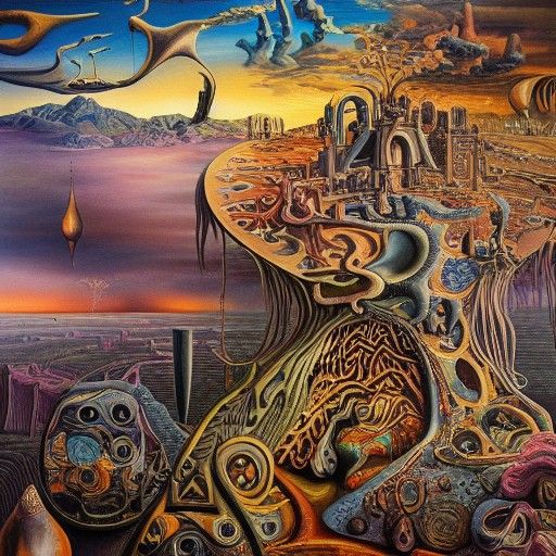 Elaborate Utopia in Surrealist Style