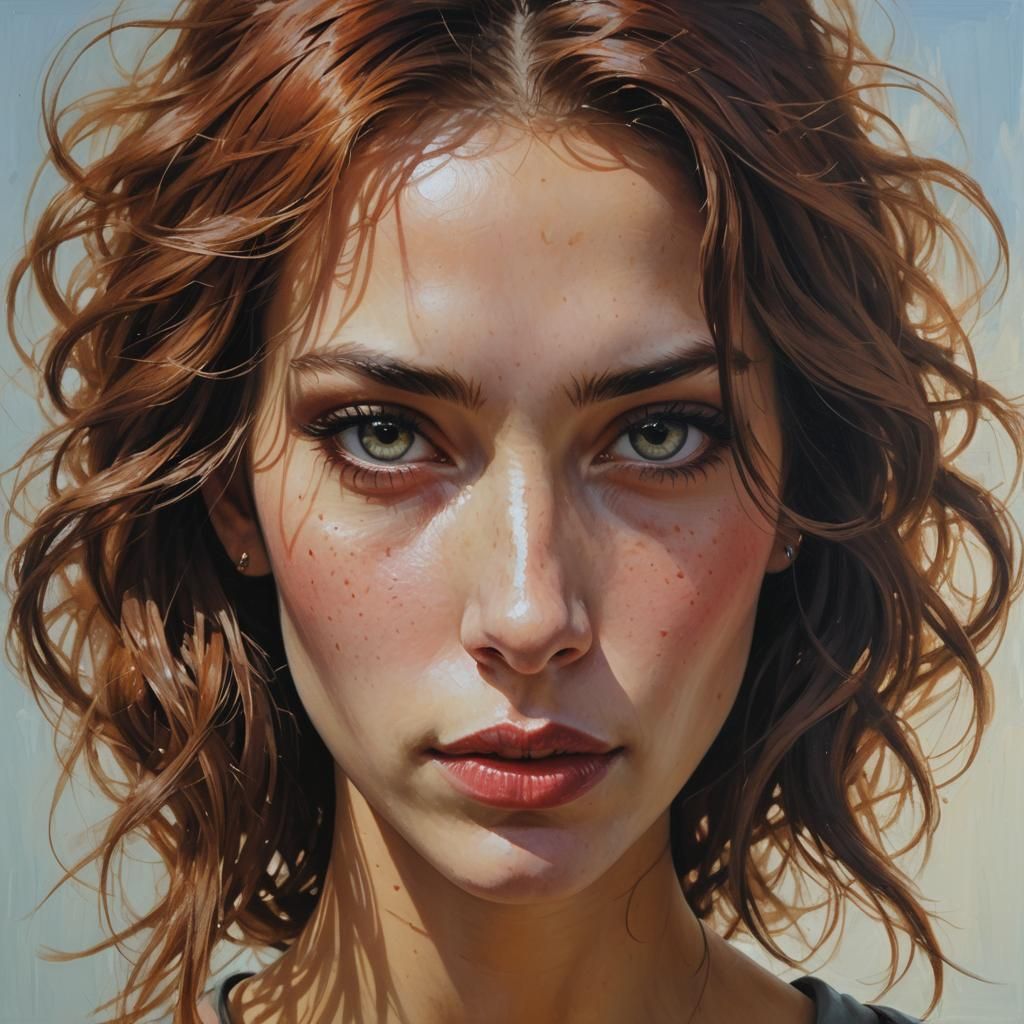 Hyperrealistic Portrait of a Girl, Oil Painting