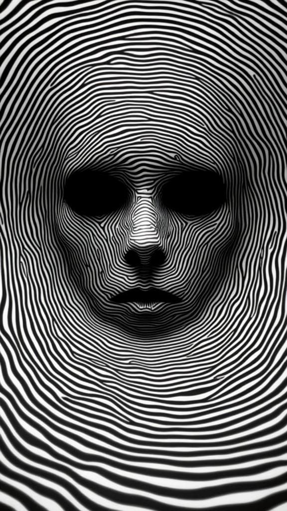Optical Illusion: Face Emerges from Concentric Waves