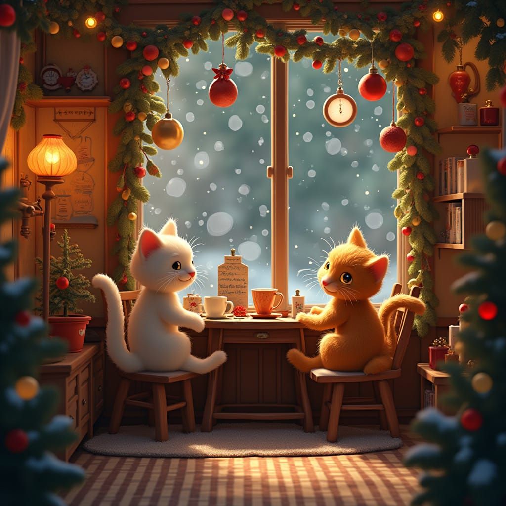 Whimsical Winter Wonderland Cat Cafe