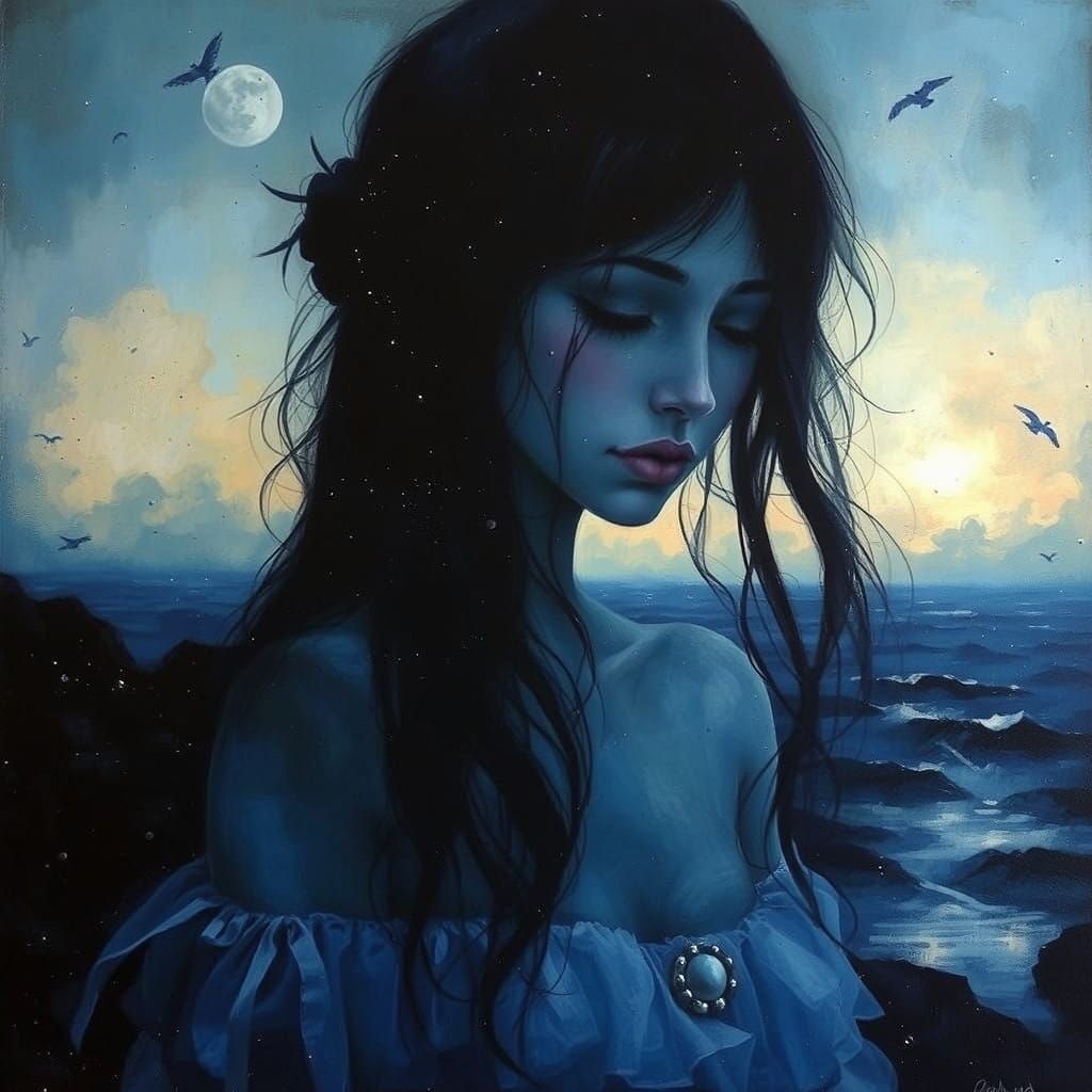 Surreal Oceanic Dreamscape in Soft Blue Hues