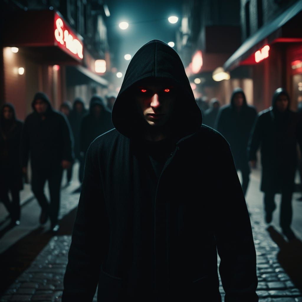 Film Noir Hooded Stranger in Dark Alleys