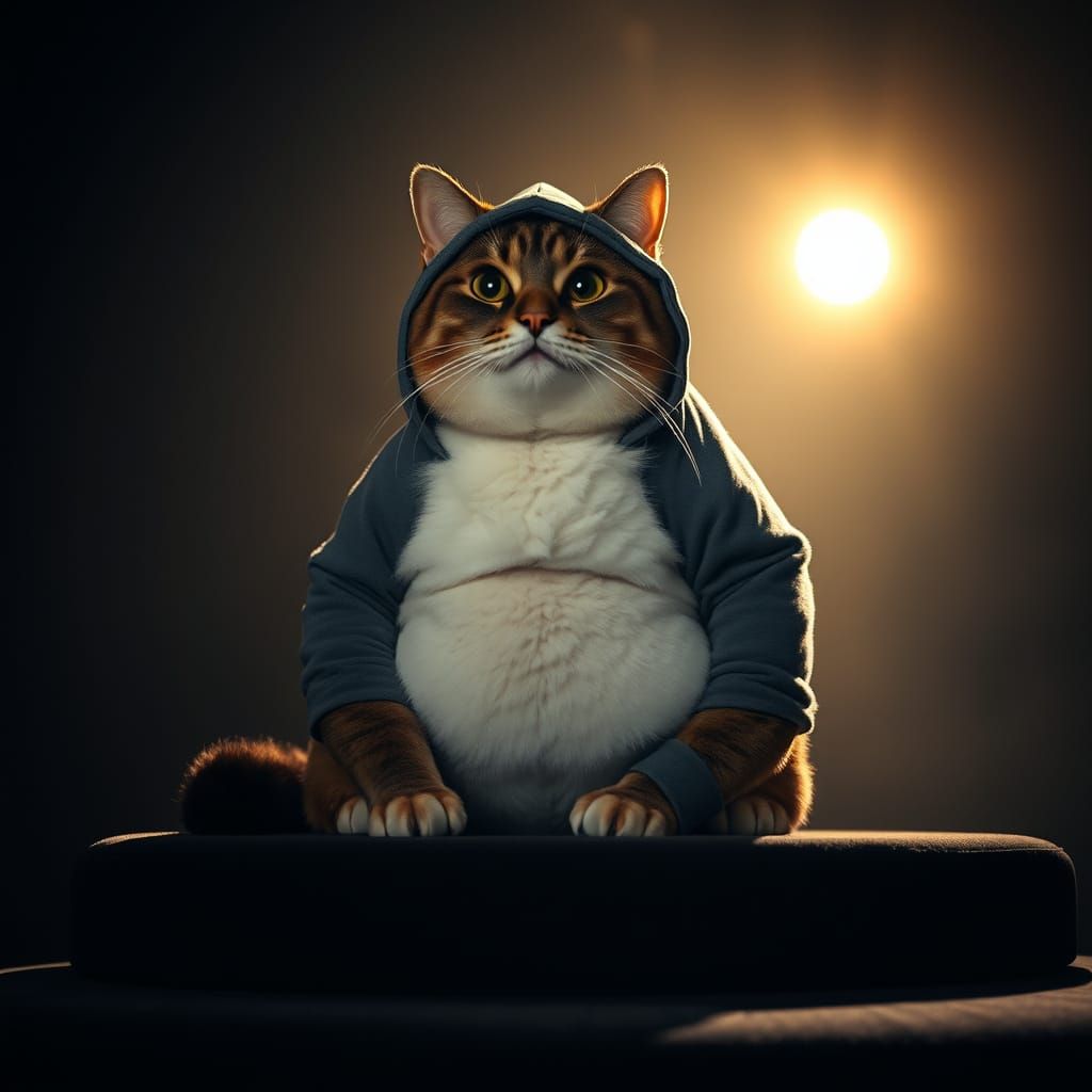 Regal Feline in Grey Shark Onesie