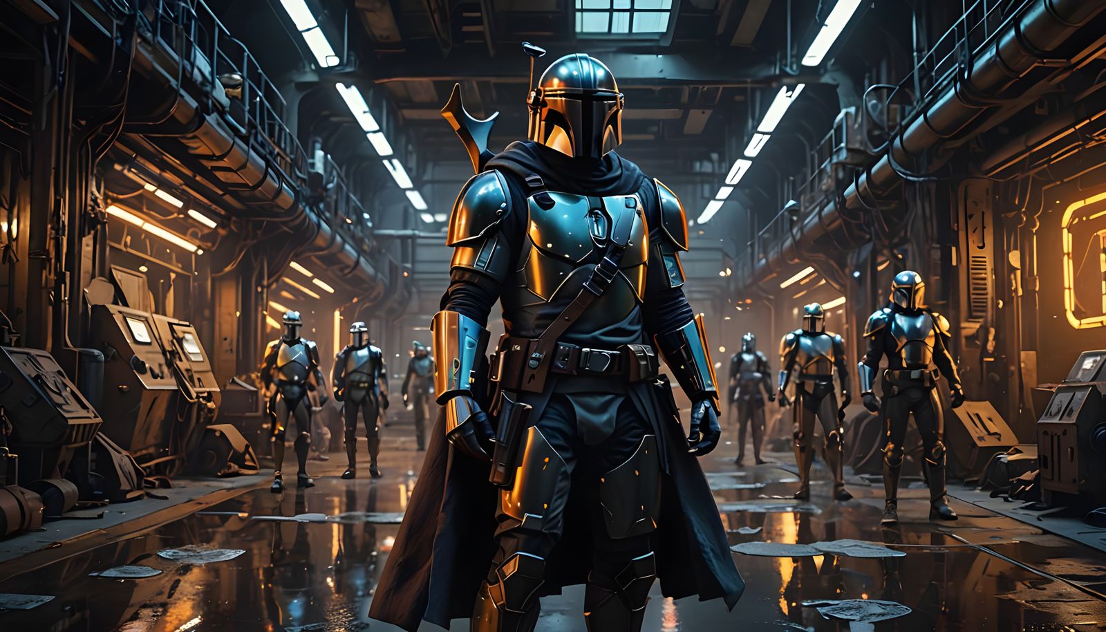 The Mandalorian in Gritty, Futuristic Beskar Armor