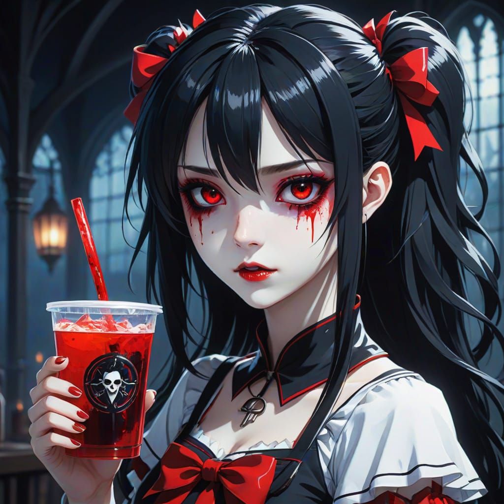 Vampire Cheerleader Portrait in Dark Fantasy Style