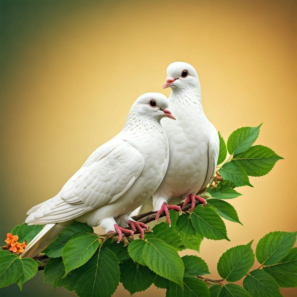 Gentle Doves in Whimsical Medieval Garden