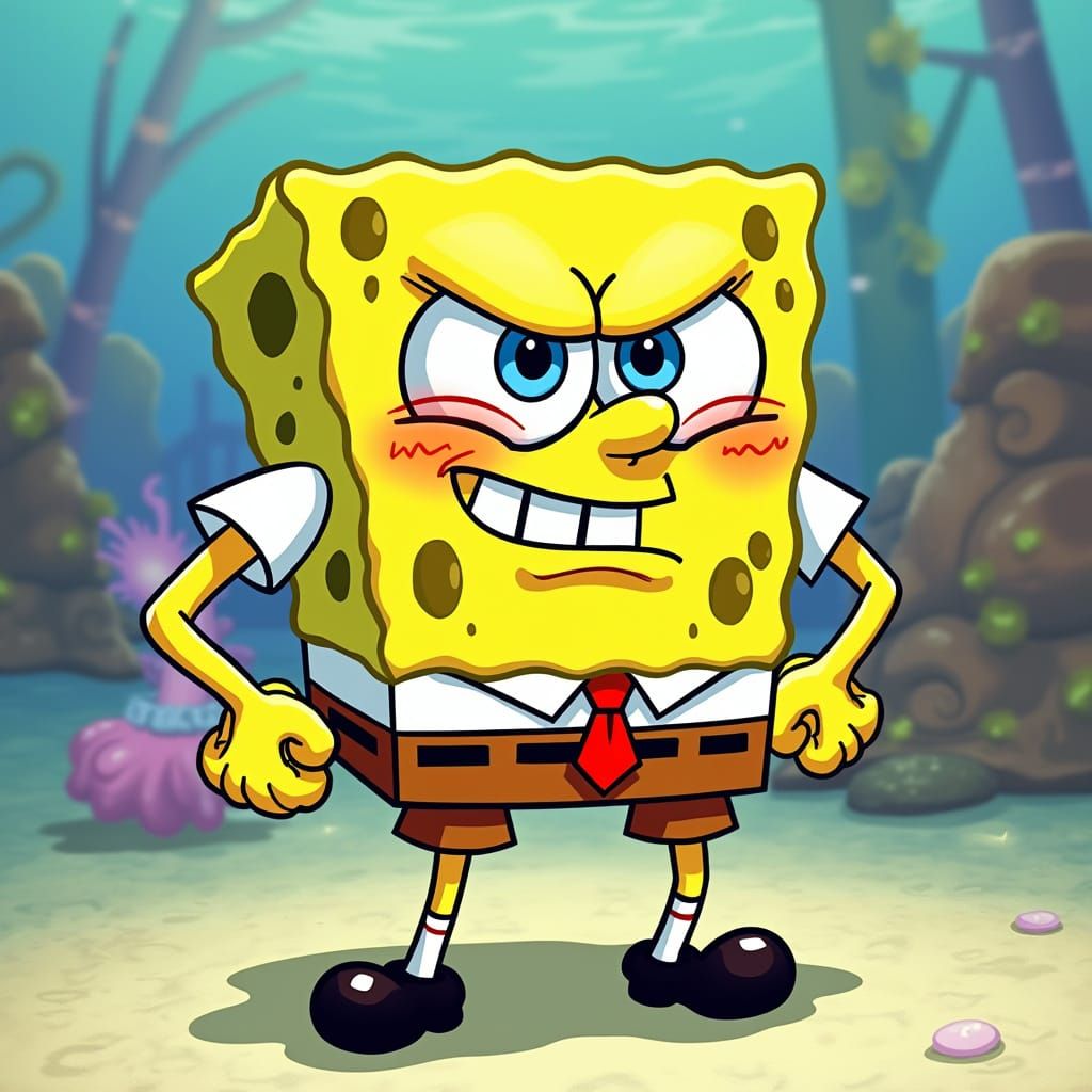 Angry Spongebob Squarepants Cartoon Illustration