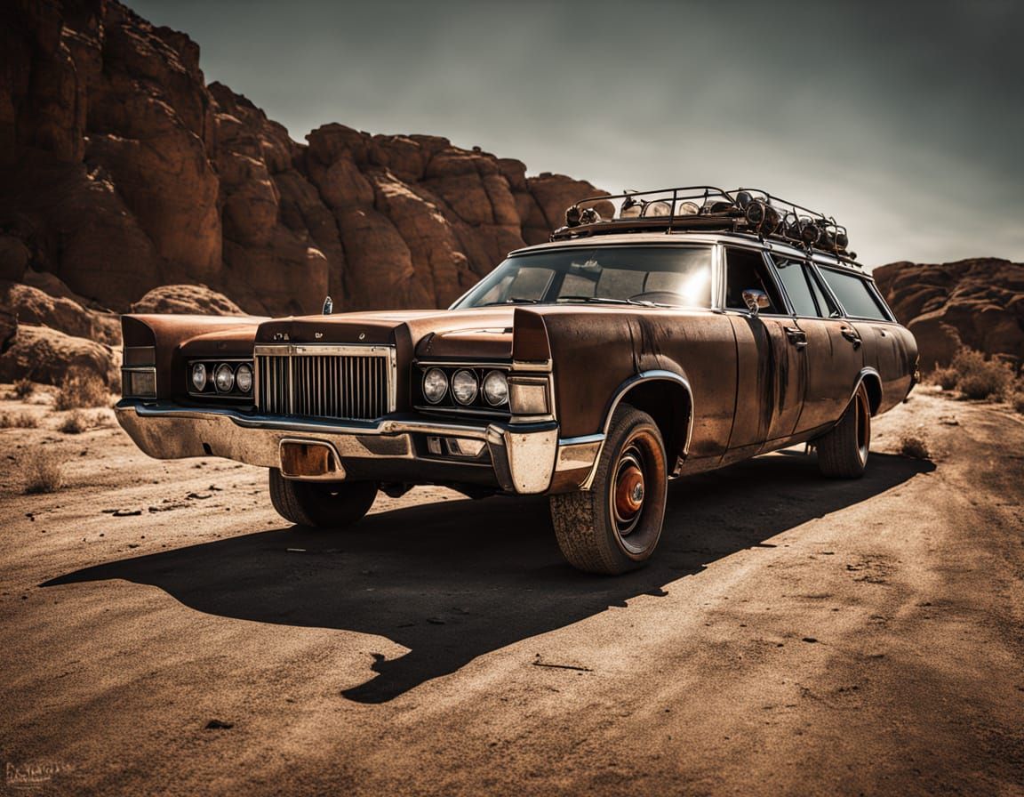 Post-Apocalyptic Lincoln Wagon with Steampunk Design