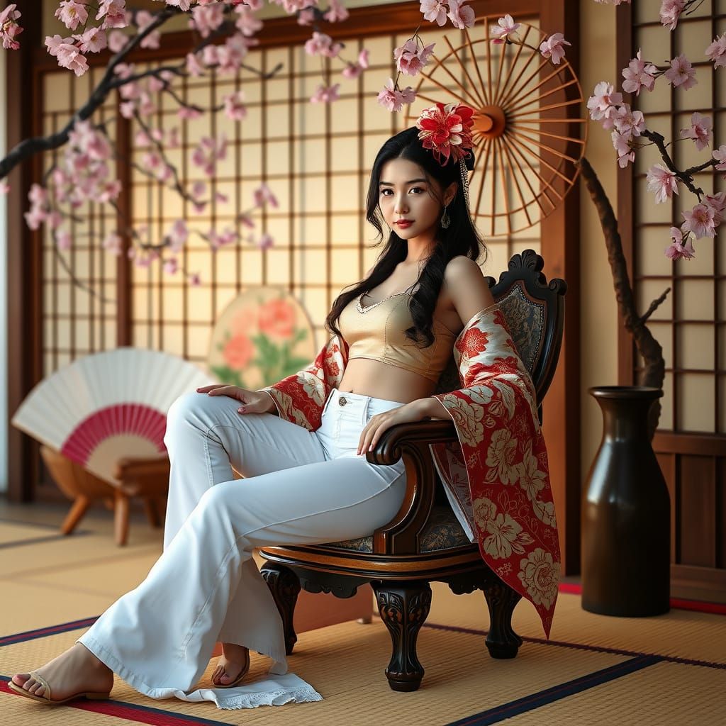 Geisha in Jeans: Fusion of Modern and Traditional