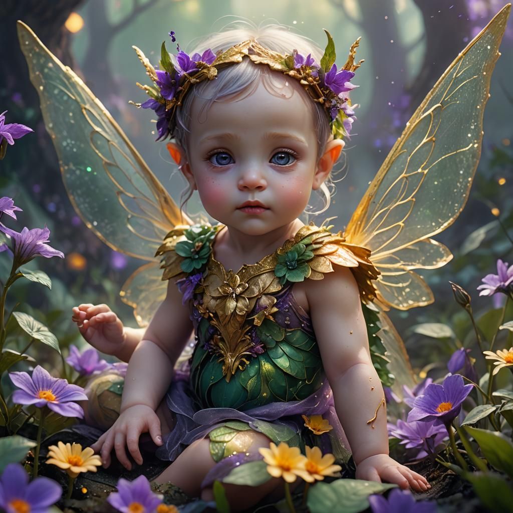 Ethereal Fairy Baby in Misty Fantasy Setting