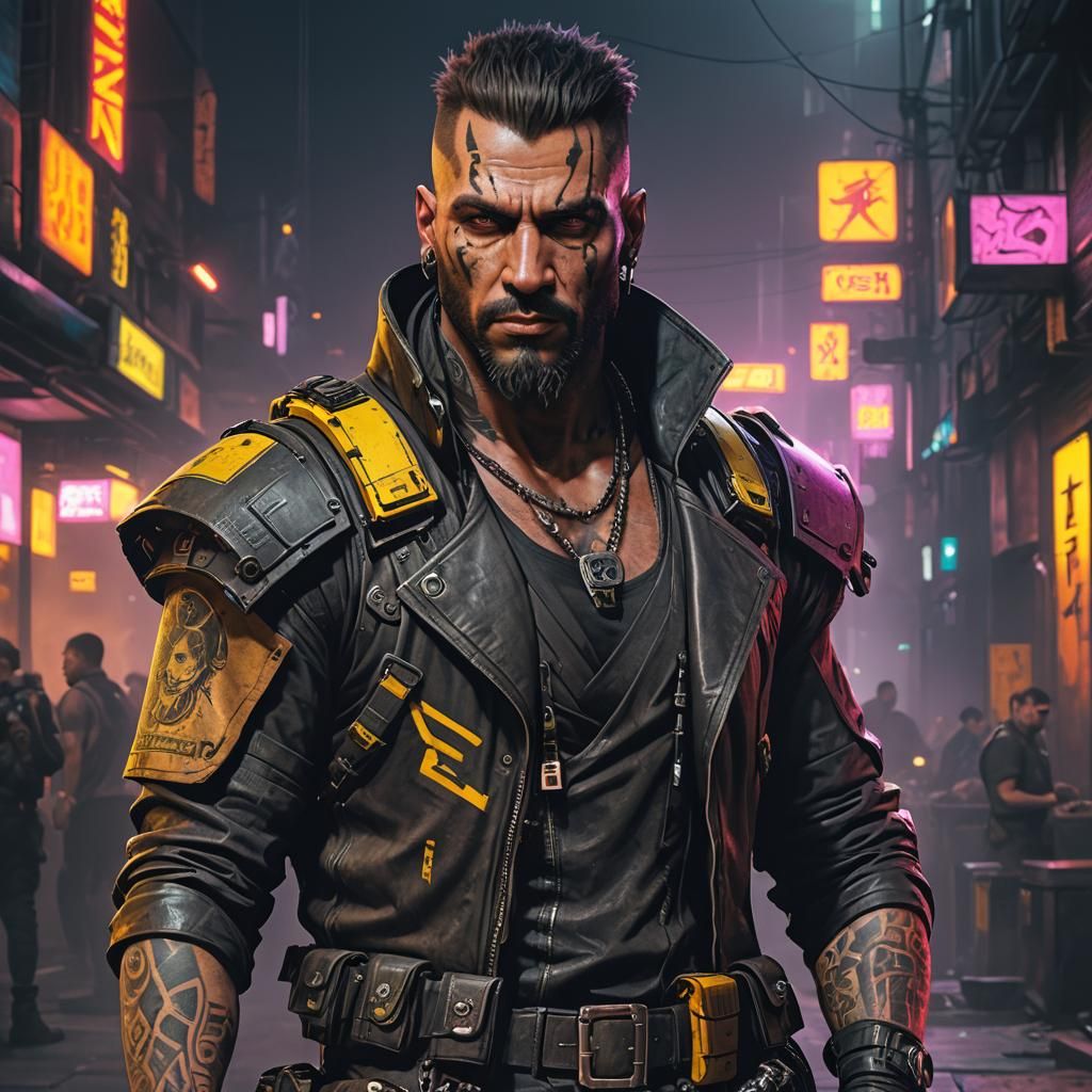 Warhammer 40k Hive City Gang Member Portrait in Cyberpunk Bl...