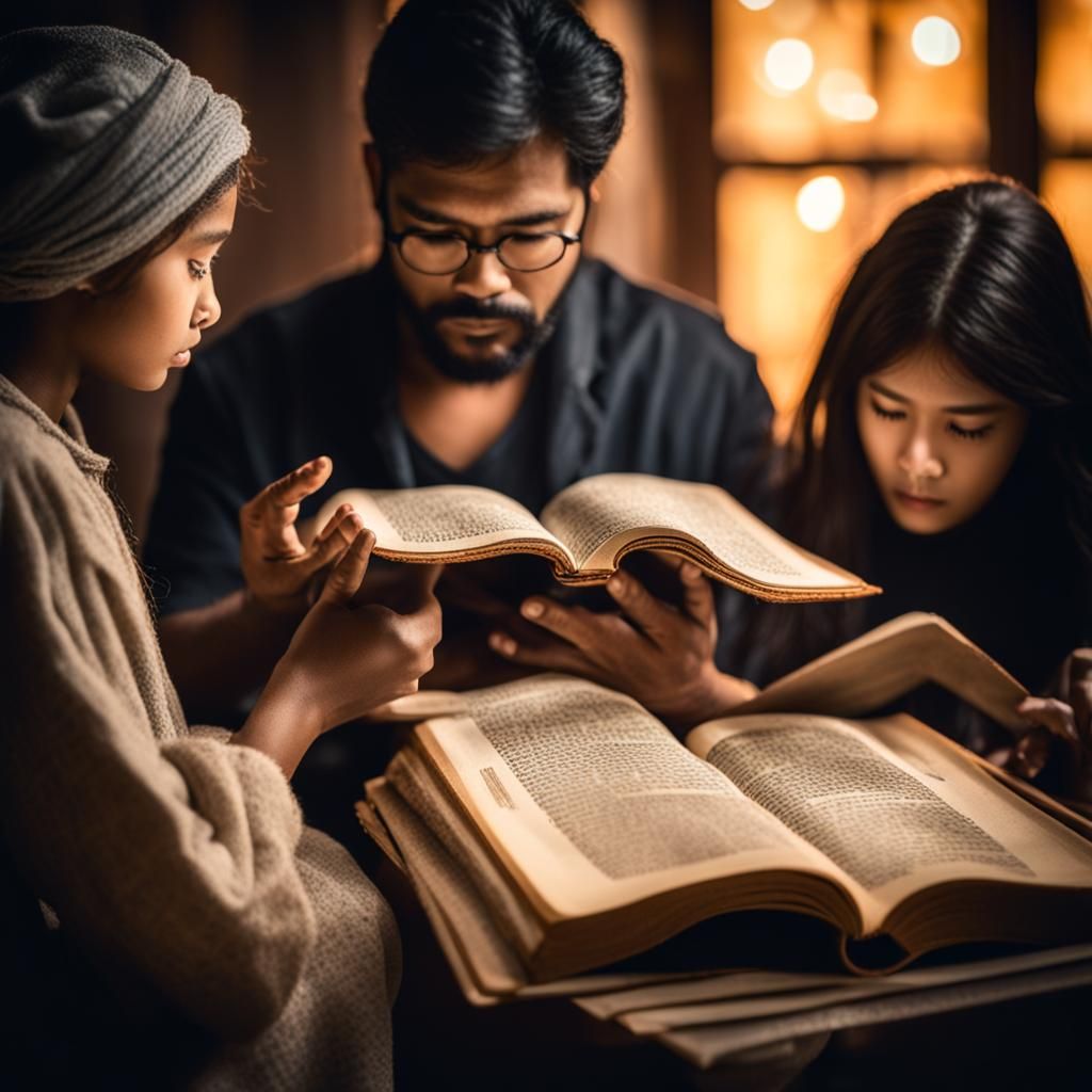 Mysterious Group Reading Magical Books: Professional Photogr...