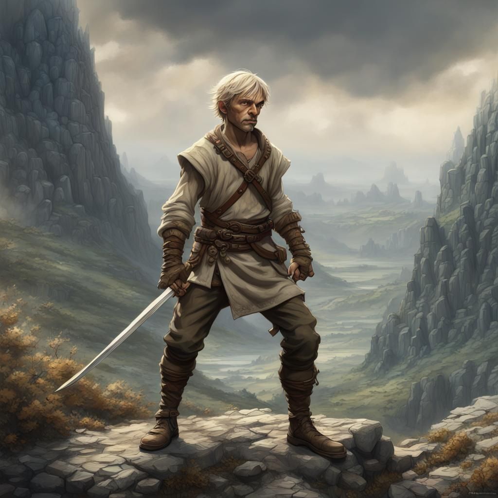 Mountain Fighter in Detailed Matte Painting Style