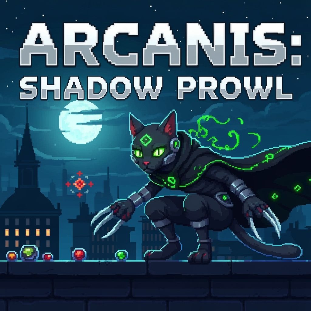 Pixel Art RPG Cover: Arcanis Shadow Prowl