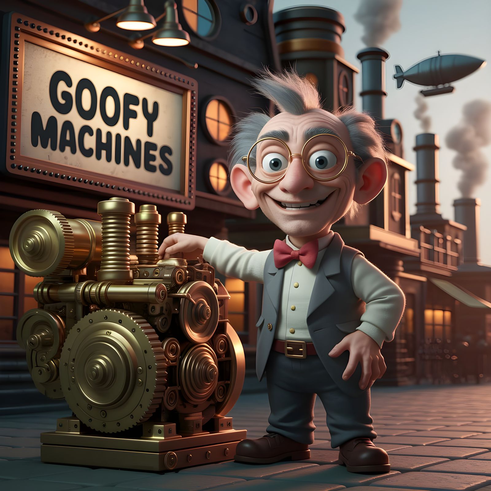Steampunk Mad Scientist and Goofy Machines
