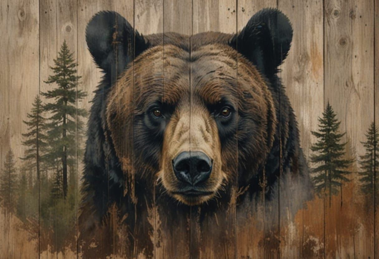 Woodland Bear Portrait in Earthy Tones