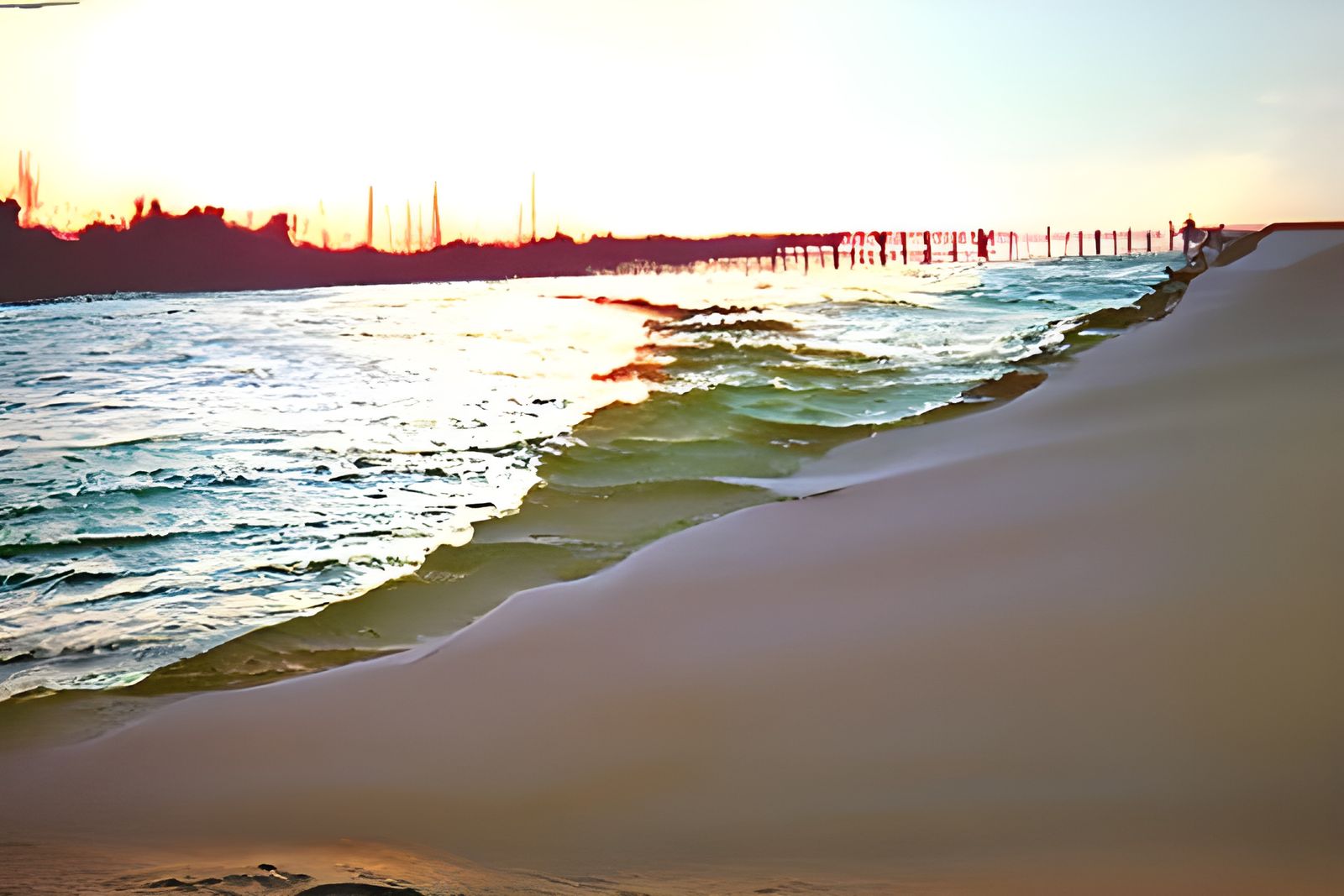 Orange Beach Scene in Emma Dunbar Style