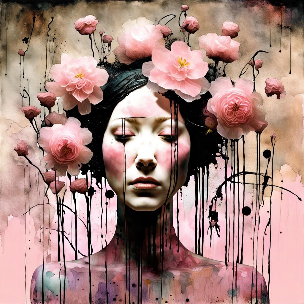 Pale Pink Flowers in Claymation Watercolor Style