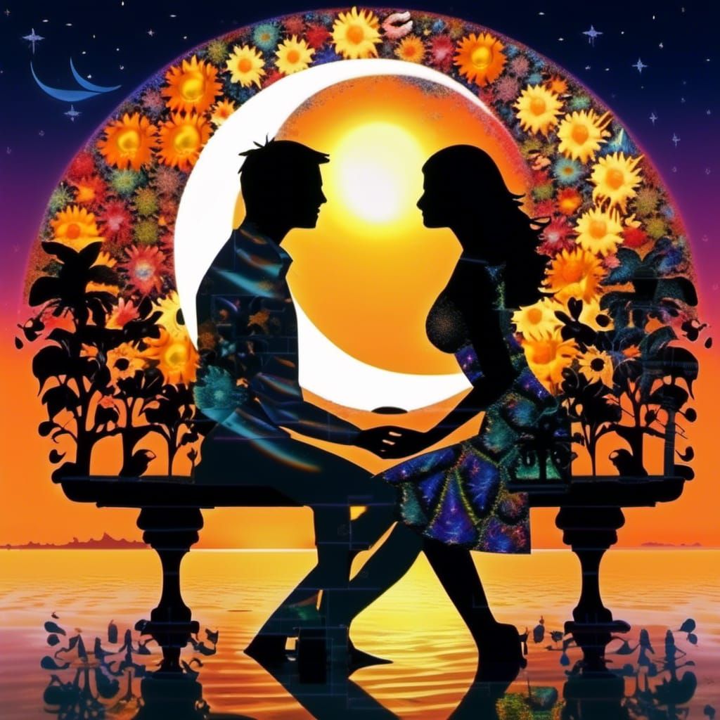 Yin and Yang Double Exposure Collage Art