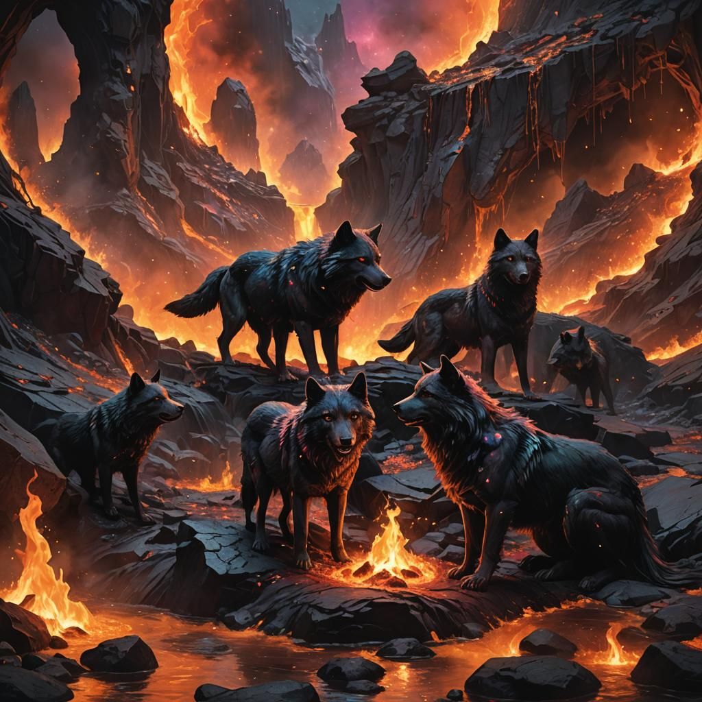 Wolves and Teddy Bears in Flowstone Hellscape