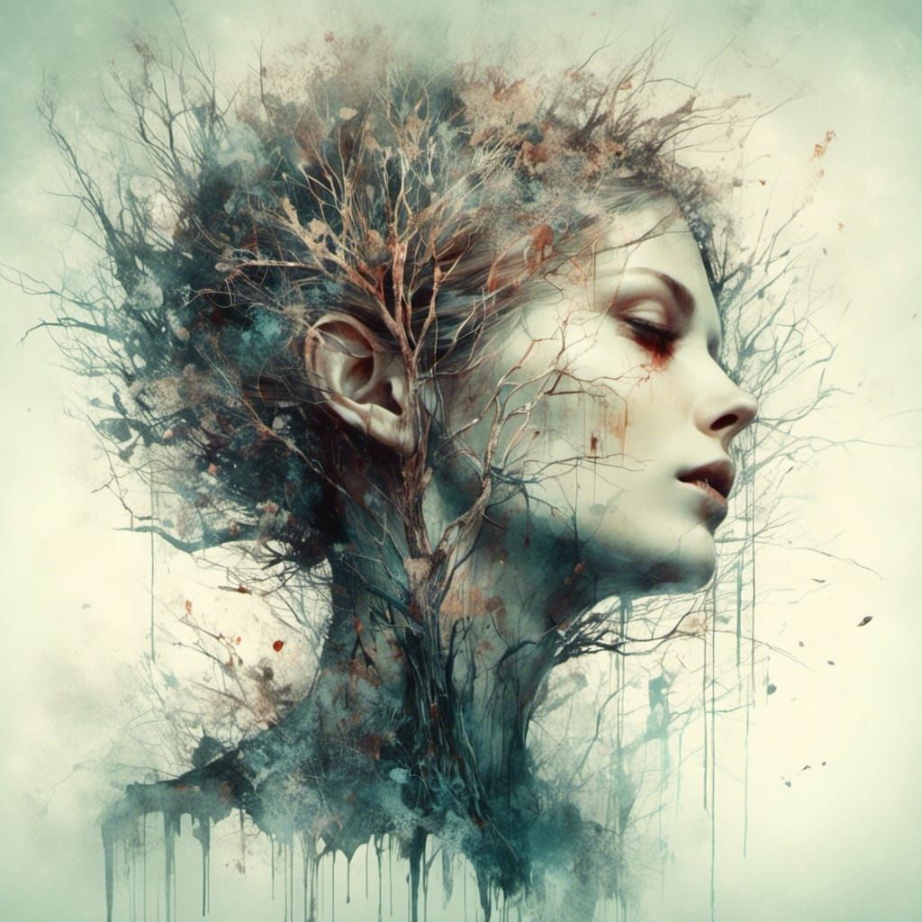 Intricate Winter Tree of Life, Mixed Media Style