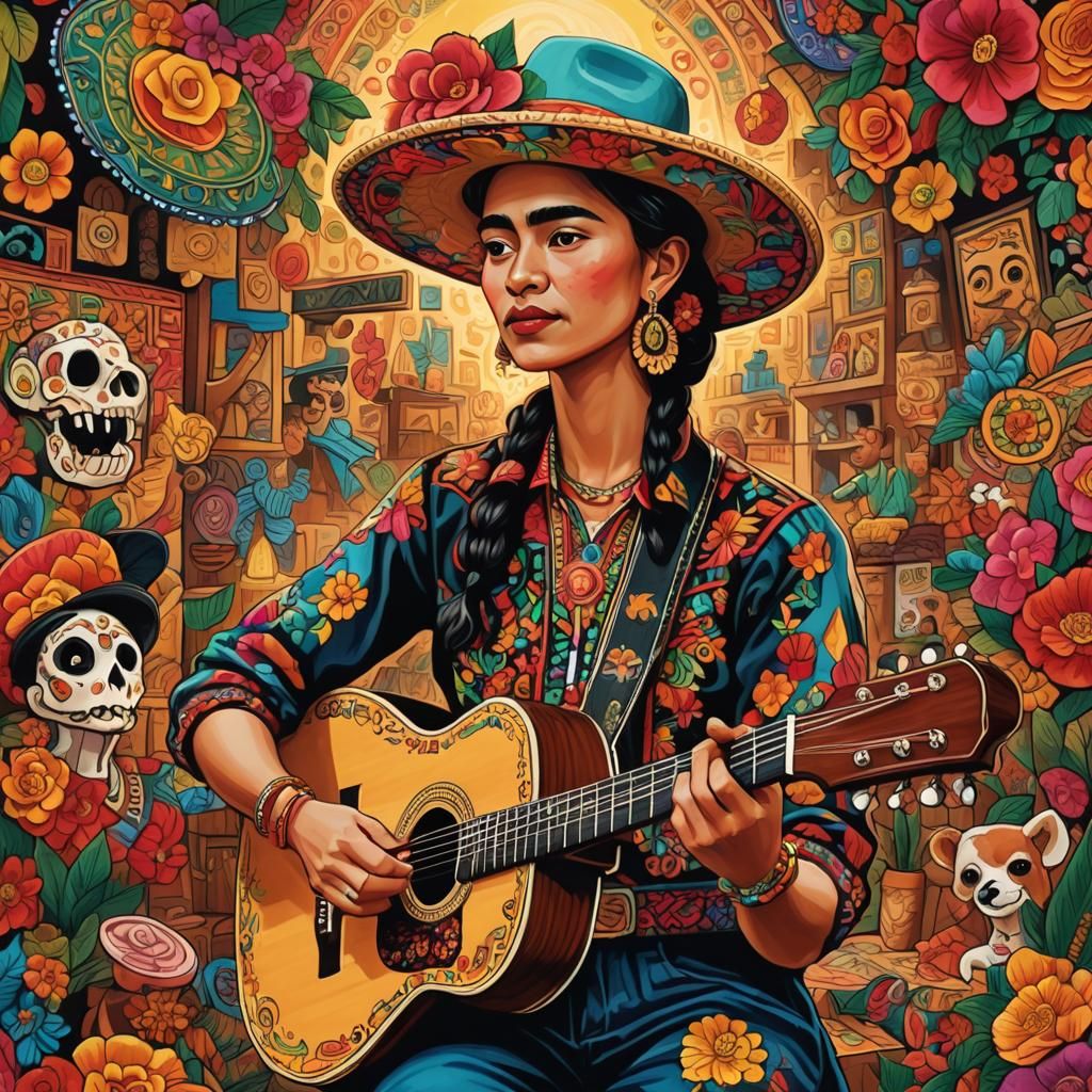 Huay Chivo in Mexican Marketplace, Digital Folk Art