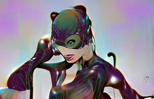 Catwoman in Synthwave Neon Style