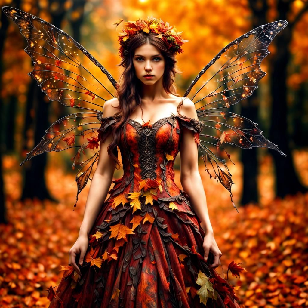 Beautiful Autumn Fairy in a Cinematic Style