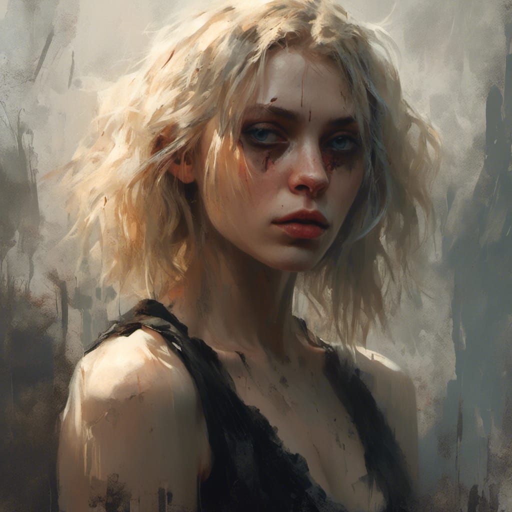 Haunting Portrait of a Lonely Blonde Woman