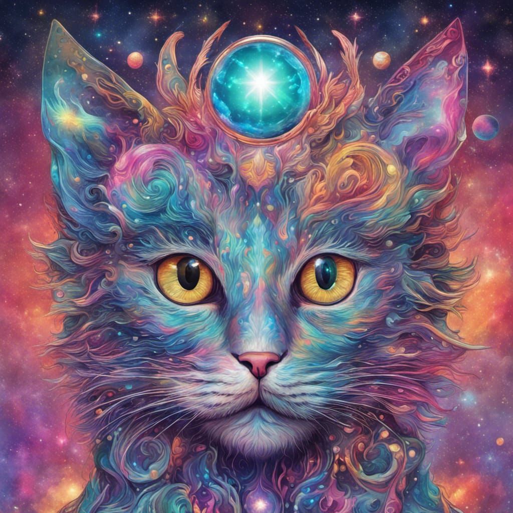 Cosmic Feline in Vibrant Astral Colors